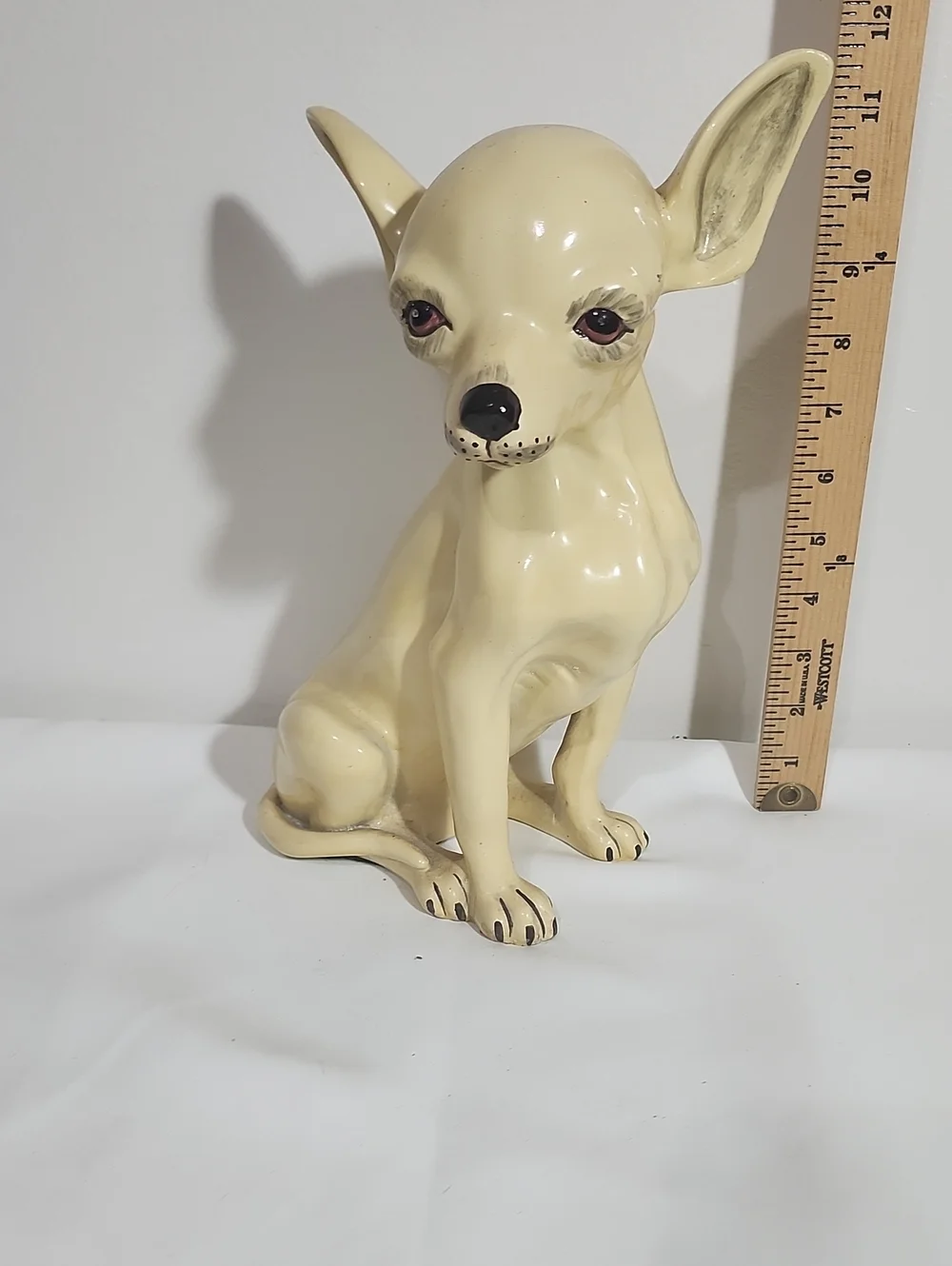 Vintage Marwal Cream Chihuahua Chalkware Dog Figurine - Decorative Pet Statue